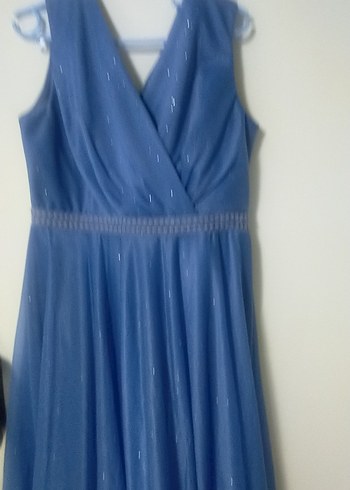 Mavi Drapeli Uzun Abiye Elbise - Görsel 6