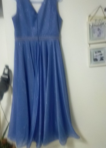 Mavi Drapeli Uzun Abiye Elbise - Görsel 10