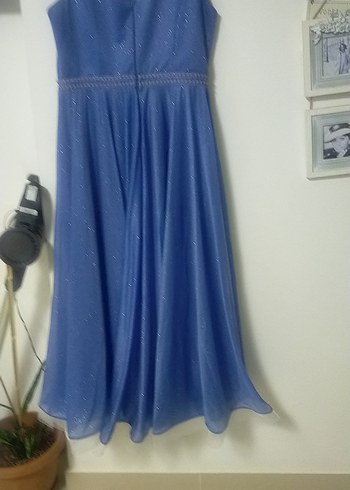 Mavi Drapeli Uzun Abiye Elbise - Görsel 9