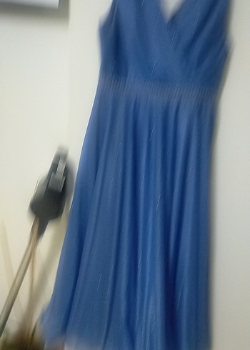 Mavi Drapeli Uzun Abiye Elbise - Görsel 4