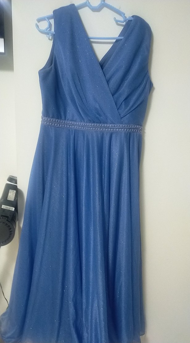 Mavi Drapeli Uzun Abiye Elbise - Görsel 3