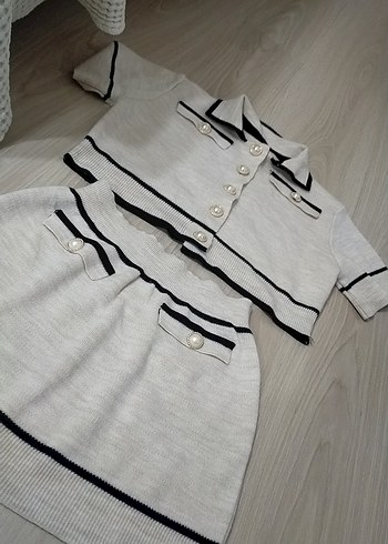 Düğmeli Kısa Kollu Triko Mini Takım - Görsel 3