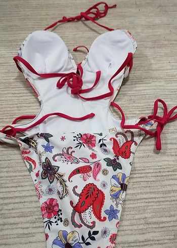 Çiçek Desenli Mini Bohem Dantelli Mayo - Görsel 4