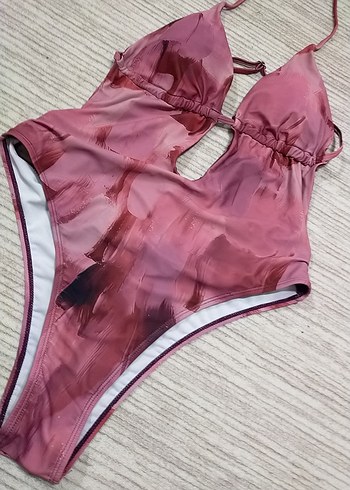 Pembe Parlak Bağlamalı Transparan Kadın Mayo - Görsel 2