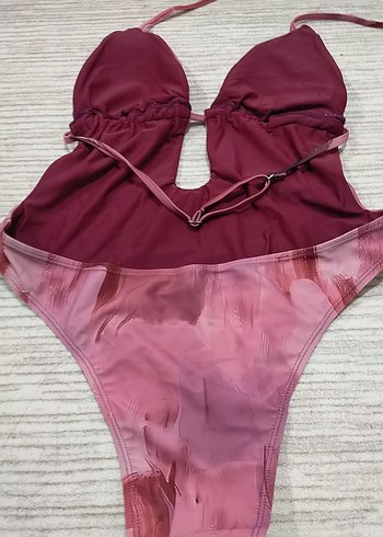 Pembe Parlak Bağlamalı Transparan Kadın Mayo - Görsel 4