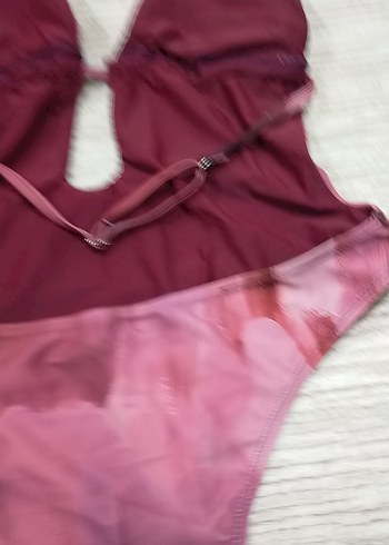 Pembe Parlak Bağlamalı Transparan Kadın Mayo - Görsel 5