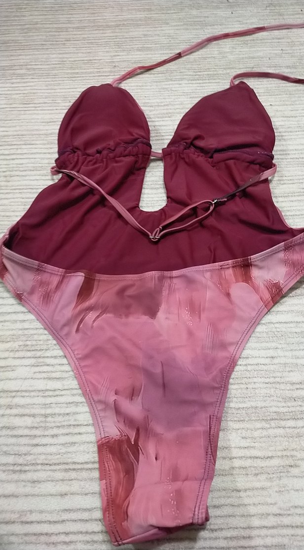 Pembe Parlak Bağlamalı Transparan Kadın Mayo - Görsel 4