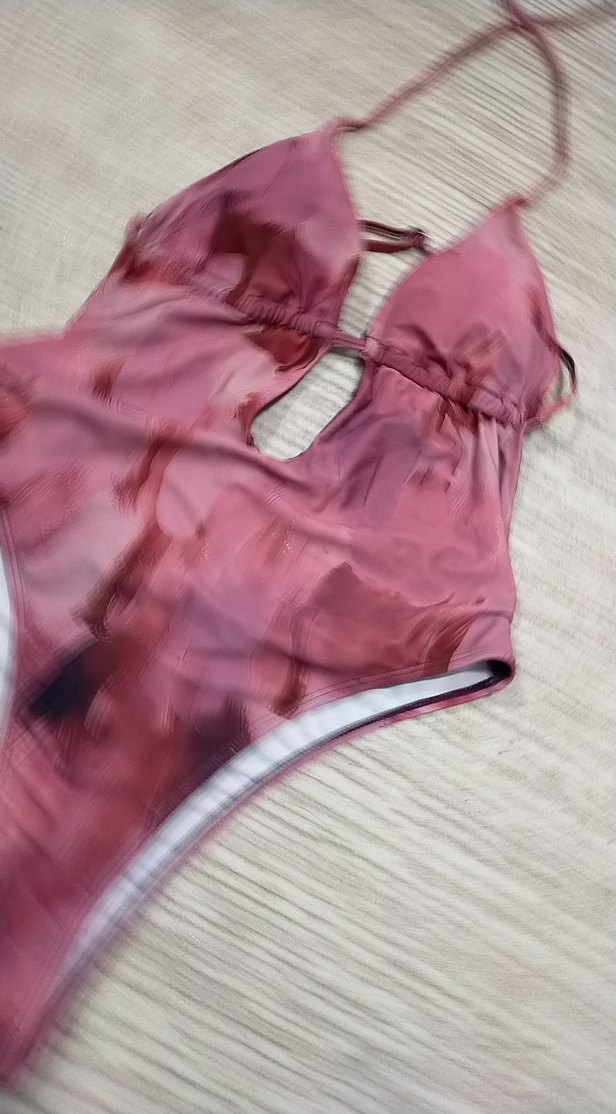 Pembe Parlak Bağlamalı Transparan Kadın Mayo - Görsel 3