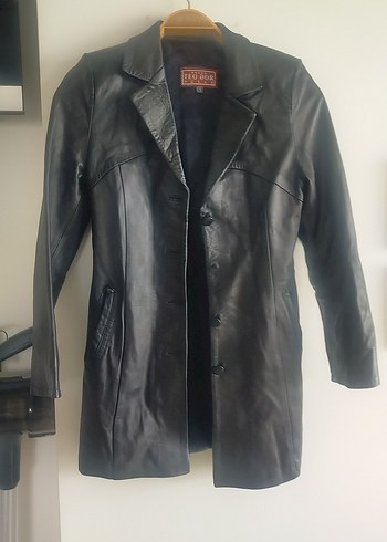 Düğmeli Siyah Deri Kadın Ceket - Görsel 2