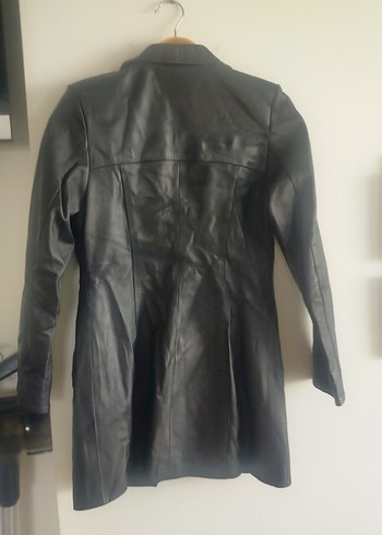 Düğmeli Siyah Deri Kadın Ceket - Görsel 7