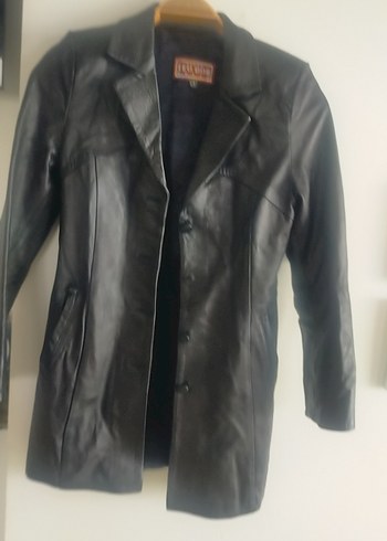 Düğmeli Siyah Deri Kadın Ceket - Görsel 4