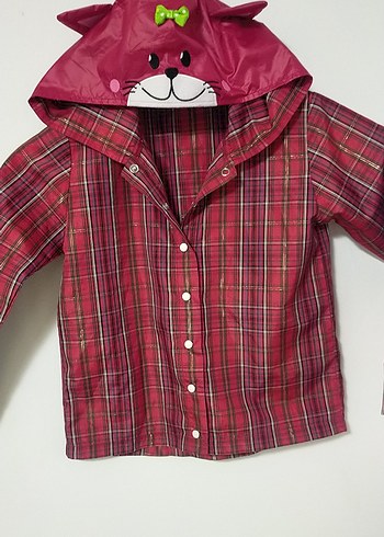 Bordo Kapüşonlu Kız Yağmurluk - Görsel 2