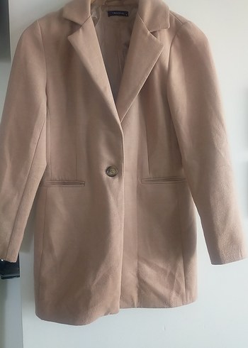 Bej Kadın Süet Midi Klasik Kesim Kaban - Görsel 3