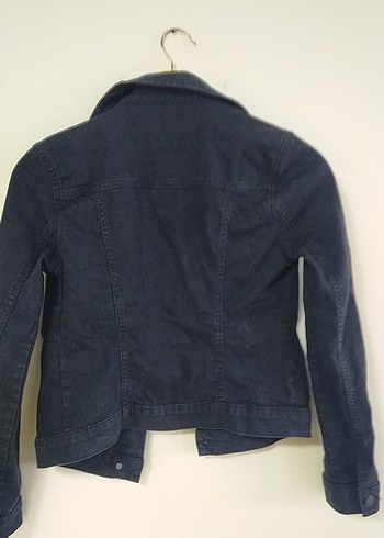 Siyah Kadın Denim Ceket Düğmeli mavi - Görsel 6