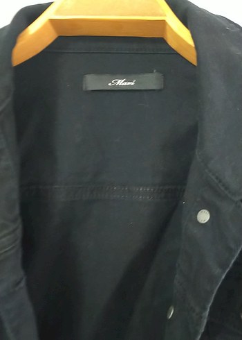 Siyah Kadın Denim Ceket Düğmeli mavi - Görsel 3