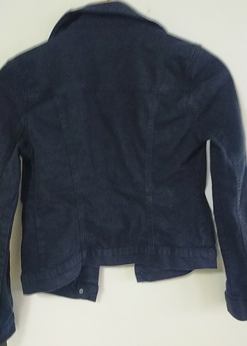 Siyah Kadın Denim Ceket Düğmeli mavi - Görsel 7