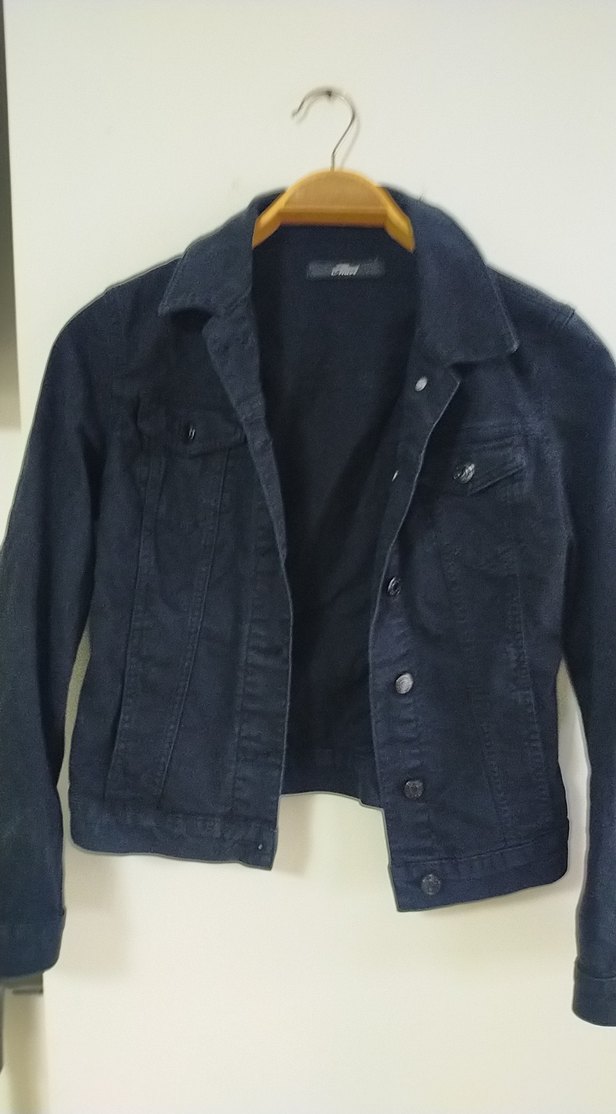 Siyah Kadın Denim Ceket Düğmeli mavi - Görsel 2