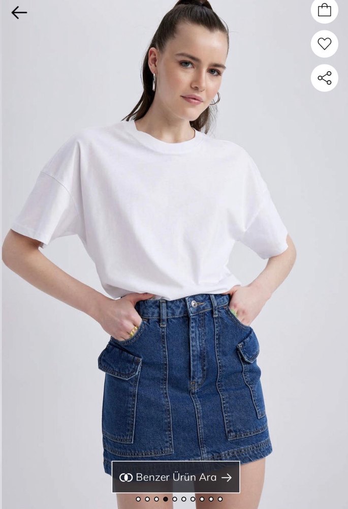 Defacto Kargo fit Mavi Denim Mini Etek - Görsel 2