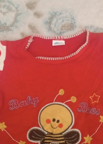 Kız Çocuk Kırmızı Puantiyeli Fırfırlı Tişört - Görsel 3