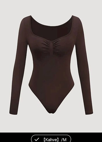 Kahverengi V Yaka Kemerli Deri Bluz - Görsel 2