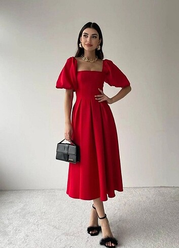 M beden kare yaka elbise arvenmoda ürünü