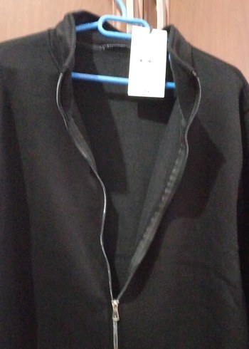 Erkek Siyah Fermuarlı Polar Sweatshirt XXL beden - Görsel 3