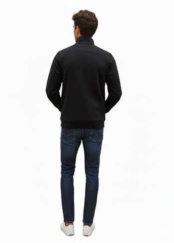 Erkek Siyah Fermuarlı Polar Sweatshirt XXL beden - Görsel 7