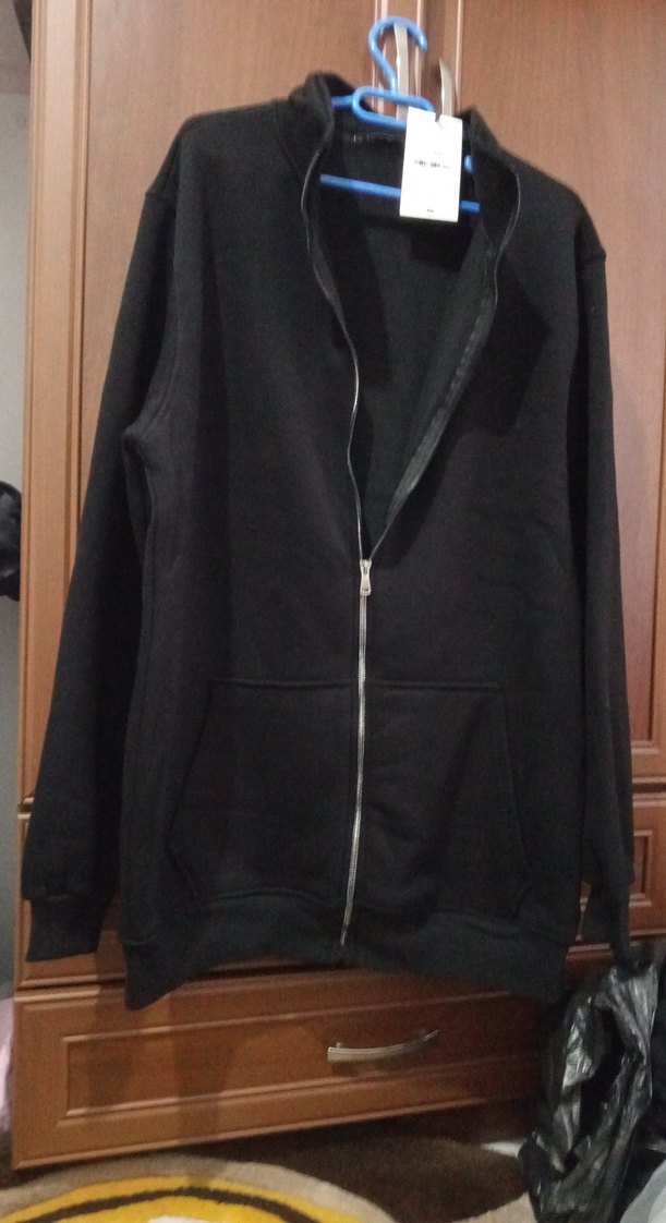 Erkek Siyah Fermuarlı Polar Sweatshirt XXL beden - Görsel 4