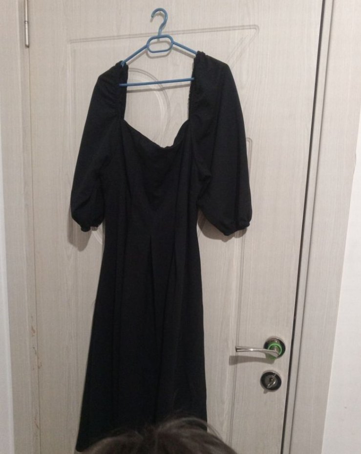 46 beden Siyah Uzun Modern Klasik Kadın Elbise - Görsel 3