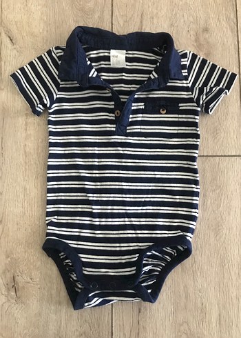 9 Ay Beden Çizgili Kısa Kollu Bebek Body