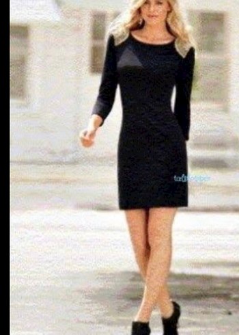 Kadife Siyah Omuz Dekolteli Elbise - Görsel 5