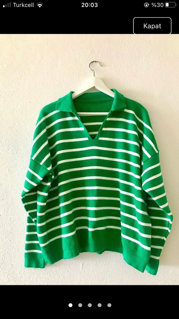 Yeşil Çizgili Kazak/FİYATI DÜŞTÜ - Görsel 3