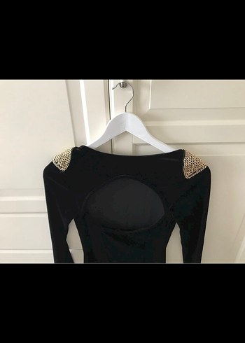 Sırt Dekolteli Kadife Elbise - Görsel 5