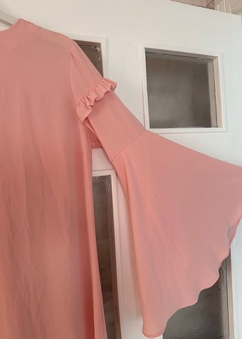 Diğer Pembe Uzun Kollu Fırfırlı Bohem Tunik