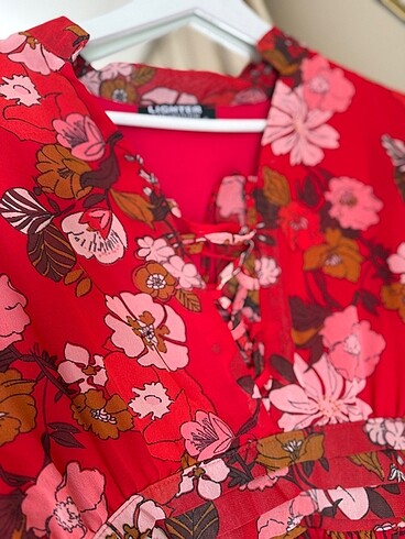 Kırmızı Desenli Elbise - Görsel 2