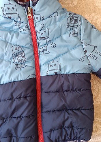 Standart Beden Beden Mavi Fermuarlı Erkek Çocuk Mont