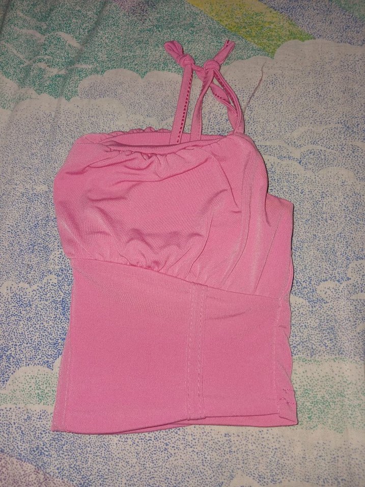 Pembe Straplez crop - Görsel 3