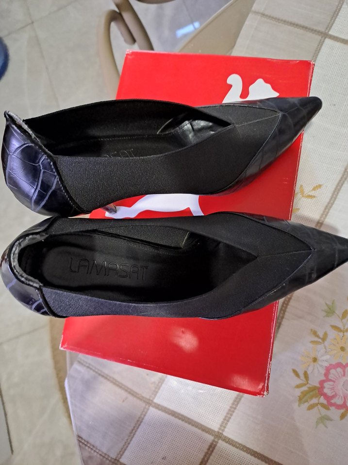 Siyah Pilili Stiletto Kadın Ayakkabı - Görsel 4