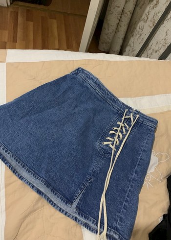 Diğer Bağcıklı Kot Mini Etek