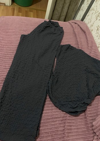 LC Waikiki Gri Kadın Bol Kesim Keten Pantolon geniş yaka üst esnek kumaş