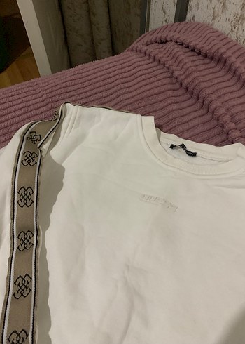 l Beden beyaz Renk Beyaz Kadın Sweatshirt, Yuvarlak Yaka, Salaş Kesim