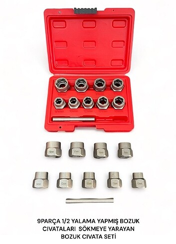 9 pc 1/2 yalama yapmış bozuk civarları sökmeye yarayan bozuk cıv