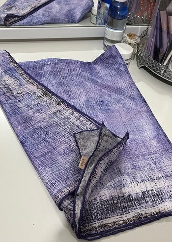 Bohem Tarz Lila Keten Drapeli Kadın eşarp - Görsel 2