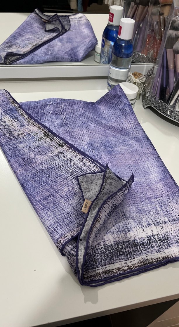 Bohem Tarz Lila Keten Drapeli Kadın eşarp - Görsel 2