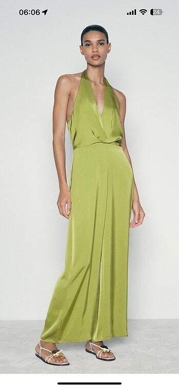 Zara Zara saten halter yaka tulum