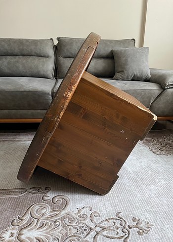 Koyu Kahverengi Ahşap yuvarlak kütük masa - Görsel 5