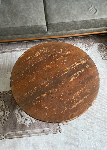 Koyu Kahverengi Ahşap yuvarlak kütük masa - Görsel 4