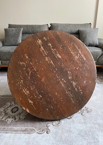 Koyu Kahverengi Ahşap yuvarlak kütük masa - Görsel 3