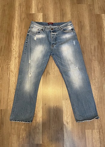 Düğmeli Gri Denim Erkek Kot Pantolon - Görsel 2