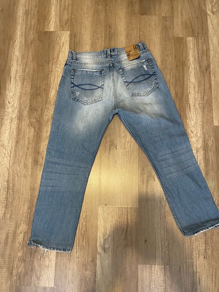 Düğmeli Gri Denim Erkek Kot Pantolon - Görsel 3